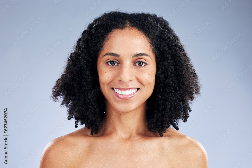 Beauty, face and portrait of a woman for skincare, dermatology and cosmetics or natural makeup. Head