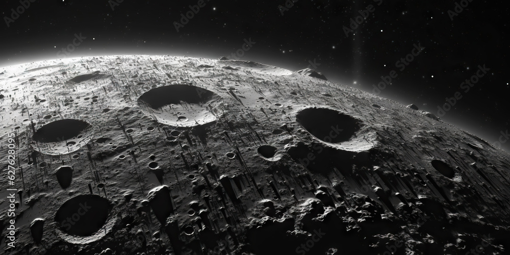 Moon surface with craters and space background. Universe beauty. Generatie AI