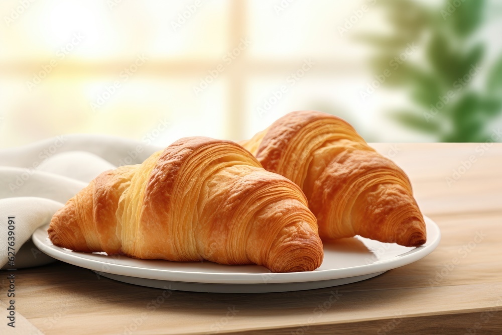 Delicious crispy croissant. Generative AI