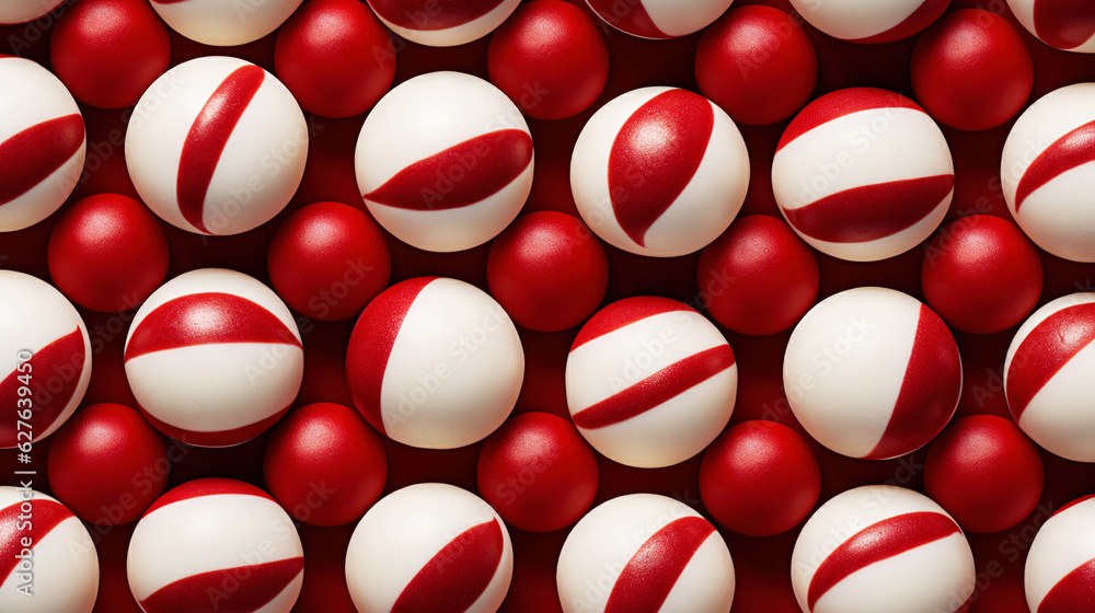 Red and white bonbons candies background. Generative AI