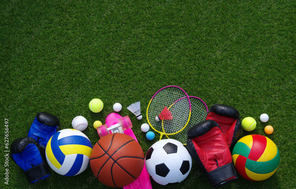 sport equipment on green grass