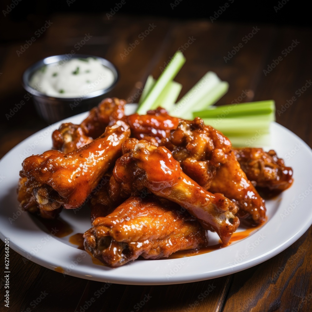 Spicy Homemade Buffalo Wings. Generative AI