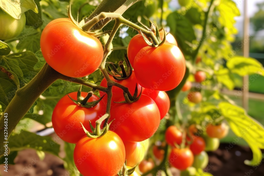 Red tomatoes agriculture harvesting. Generative AI