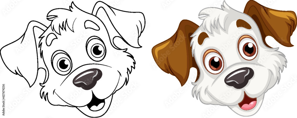 Coloring Page Outline of Cute Dog