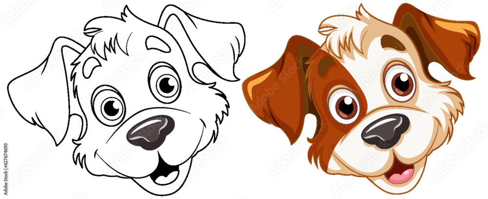 Coloring Page Outline of Cute Dog