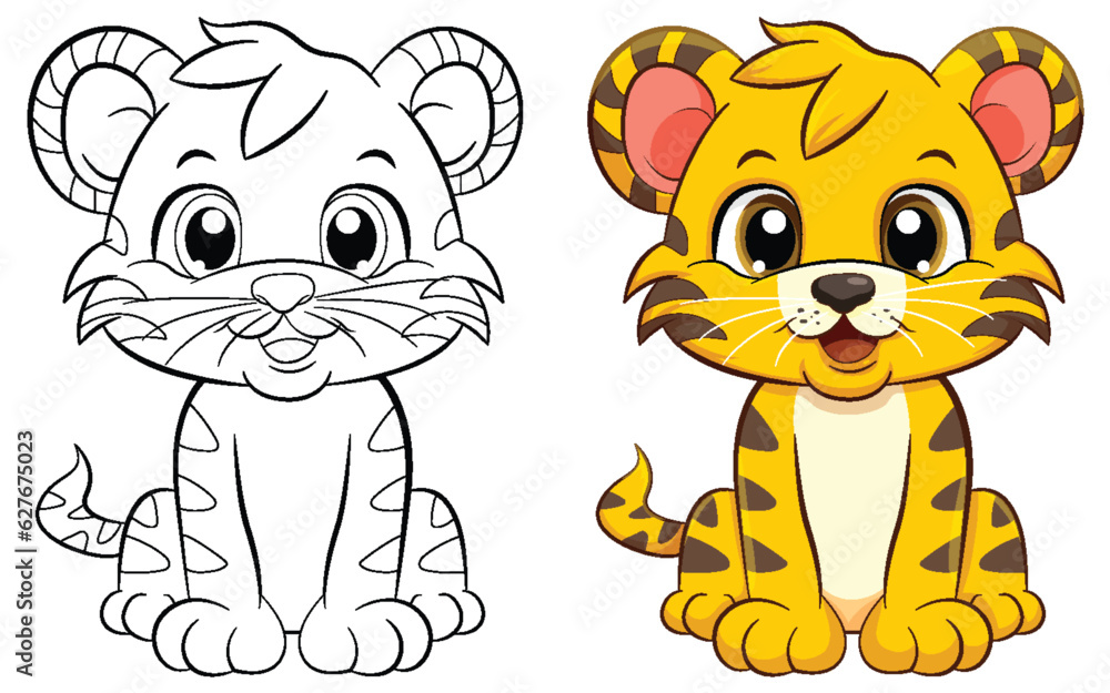 Coloring Page Outline of Cute Tiger