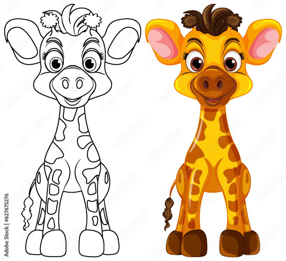 Coloring Page Outline of Cute Giraffe