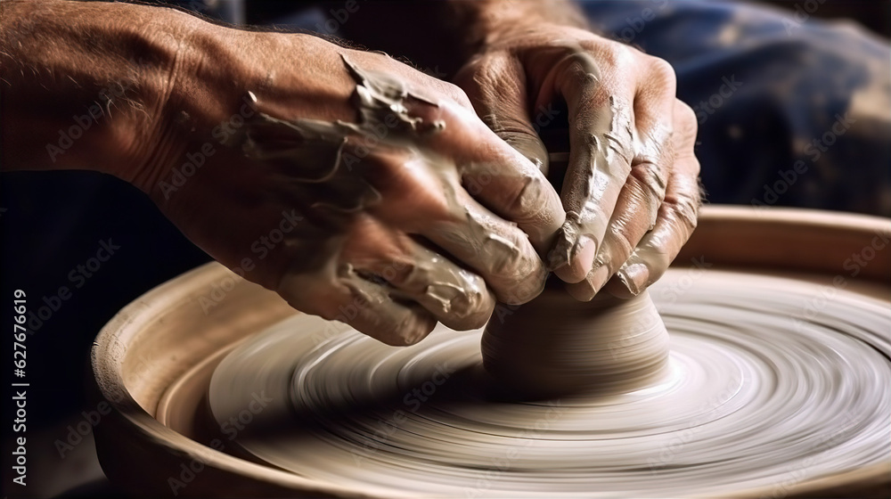 Pottery close up hands - AI Generated