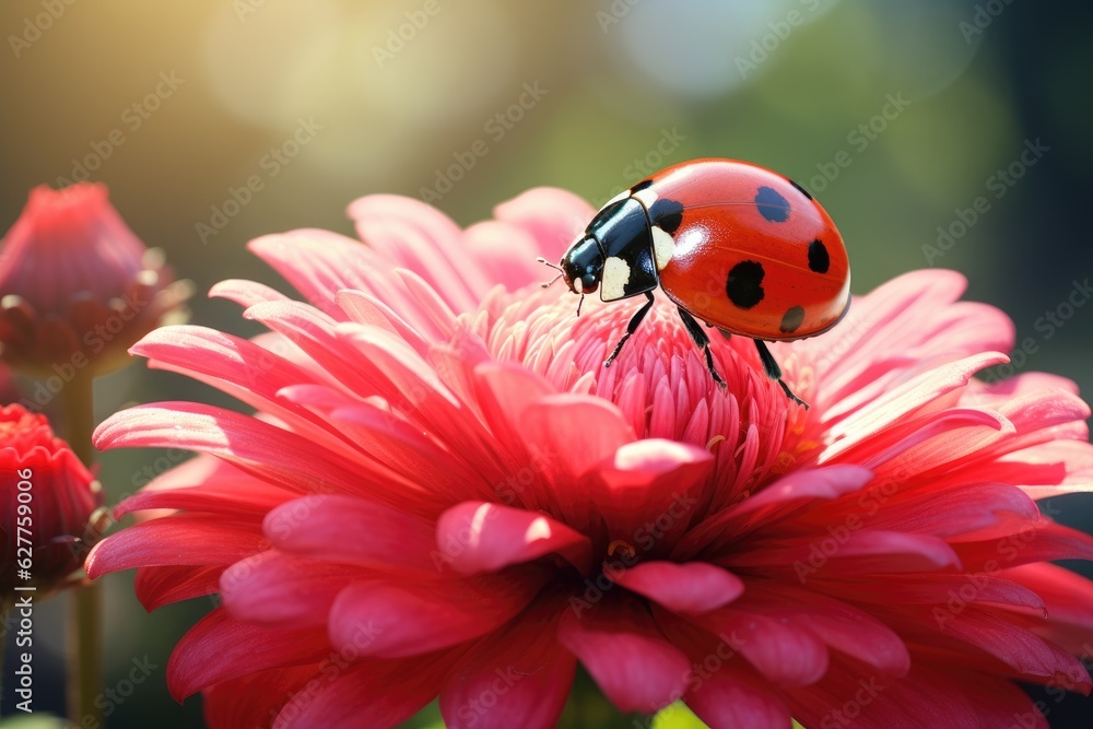 ladybug on red flower, ladybug on red flower, ladybug on red flower, A ladybug sitting on a red flow