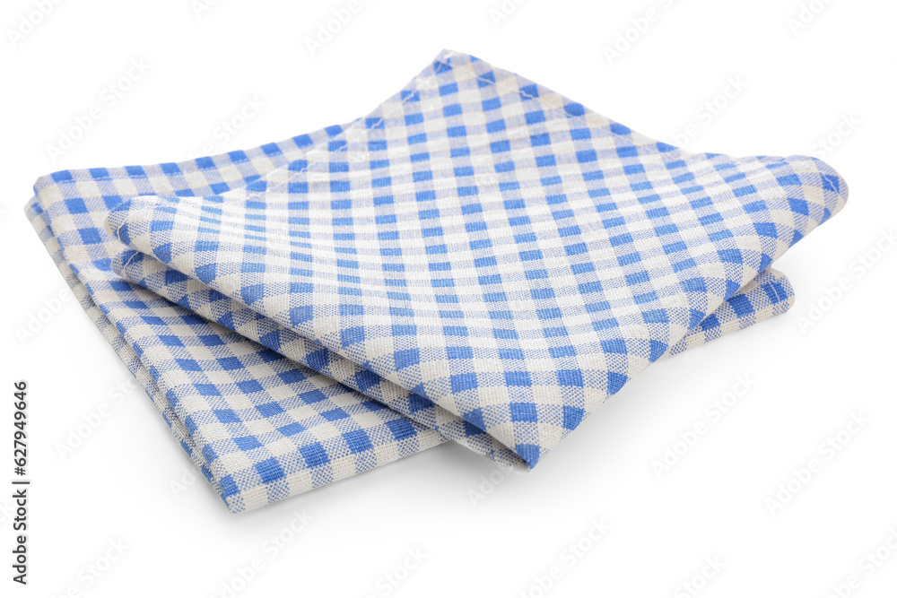 Checkered clean napkins isolated on white background