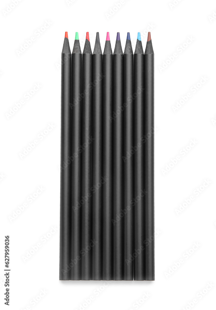 Set of colorful pencils on white background