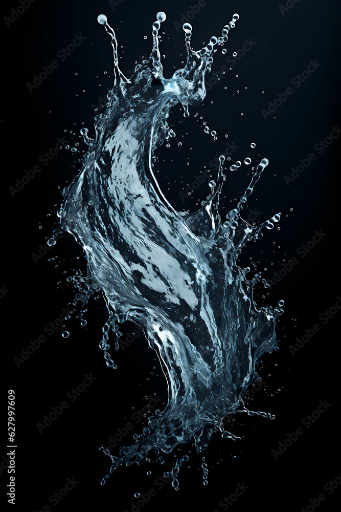 A water splash hitting the black background, in the style of animated gifs