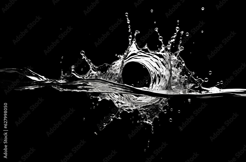 A water splash hitting the black background, in the style of animated gifs