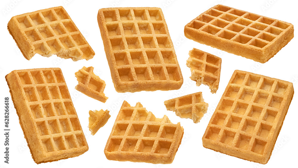 Belgian waffles isolated on white background