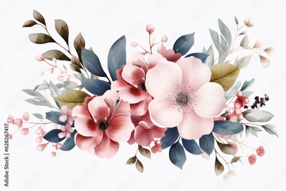 Watercolor floral borber isolated