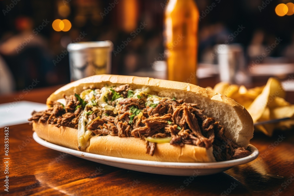 Delicious Philadelphia Cheesesteak. Generative AI