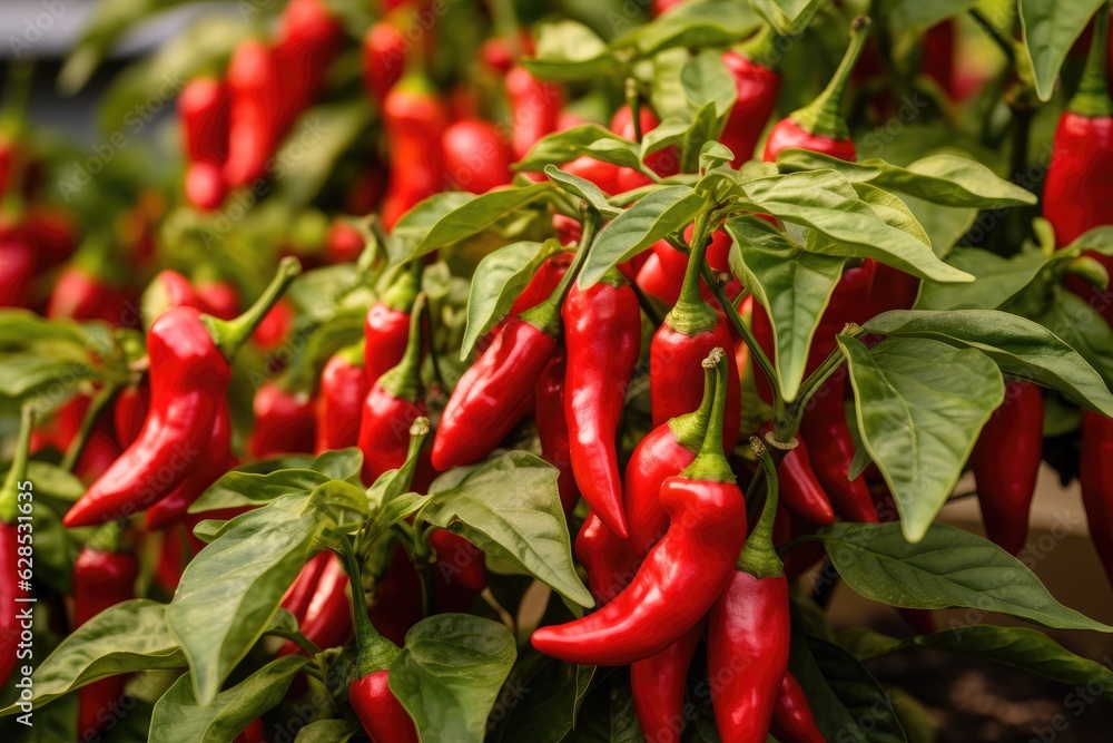 Red chili pepper agriculture harvesting. Generative AI