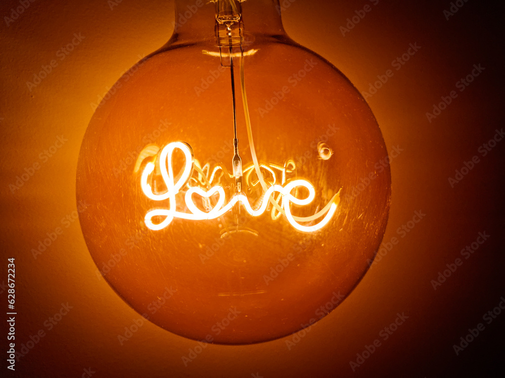 Lamp with the word love