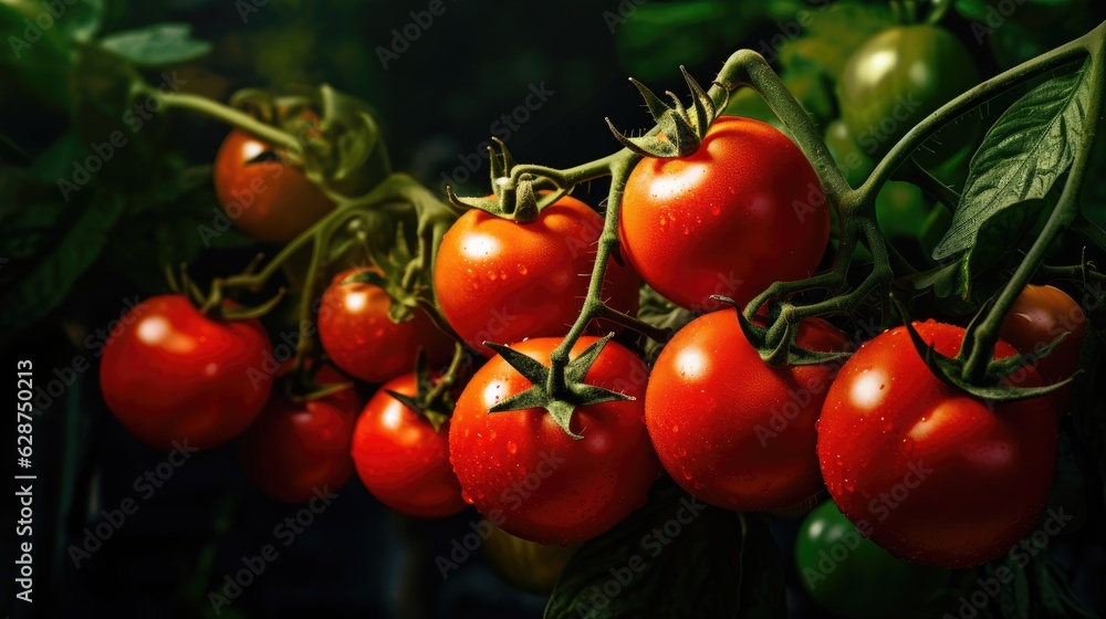 Red tomatoes agriculture harvesting. Generative AI