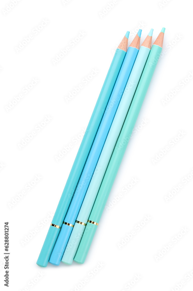 Set of colorful pencils on white background