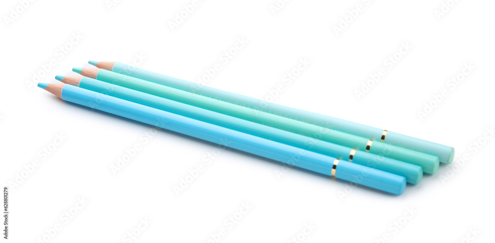 Set of colorful pencils on white background