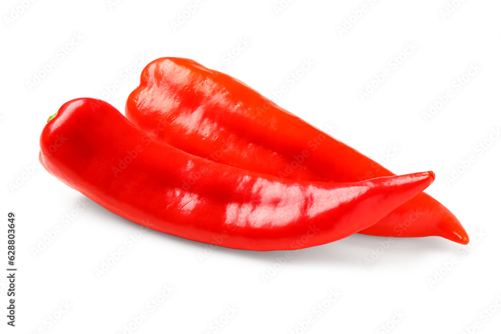 Red chili peppers on white background