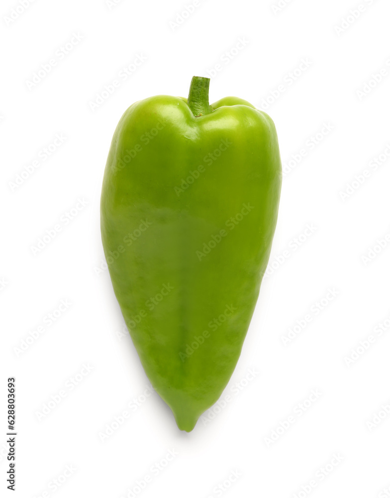 Green bell pepper on white background