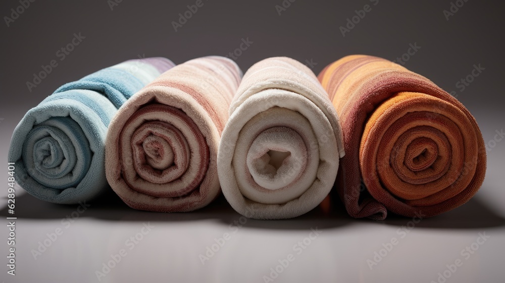 Rolled and prepared towels for guest use.