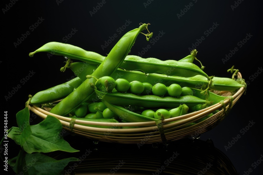 Green beans in a basket. Generative AI