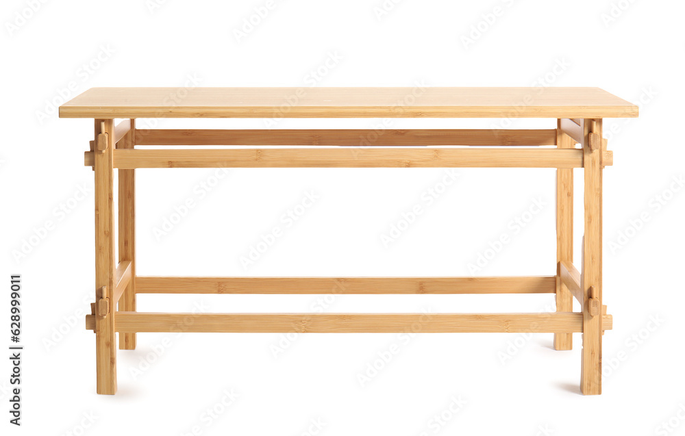 New wooden bench on white background