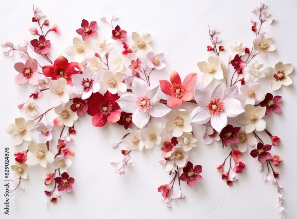 Red and white flowers background