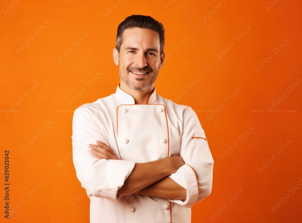 Chef on vivid orange background