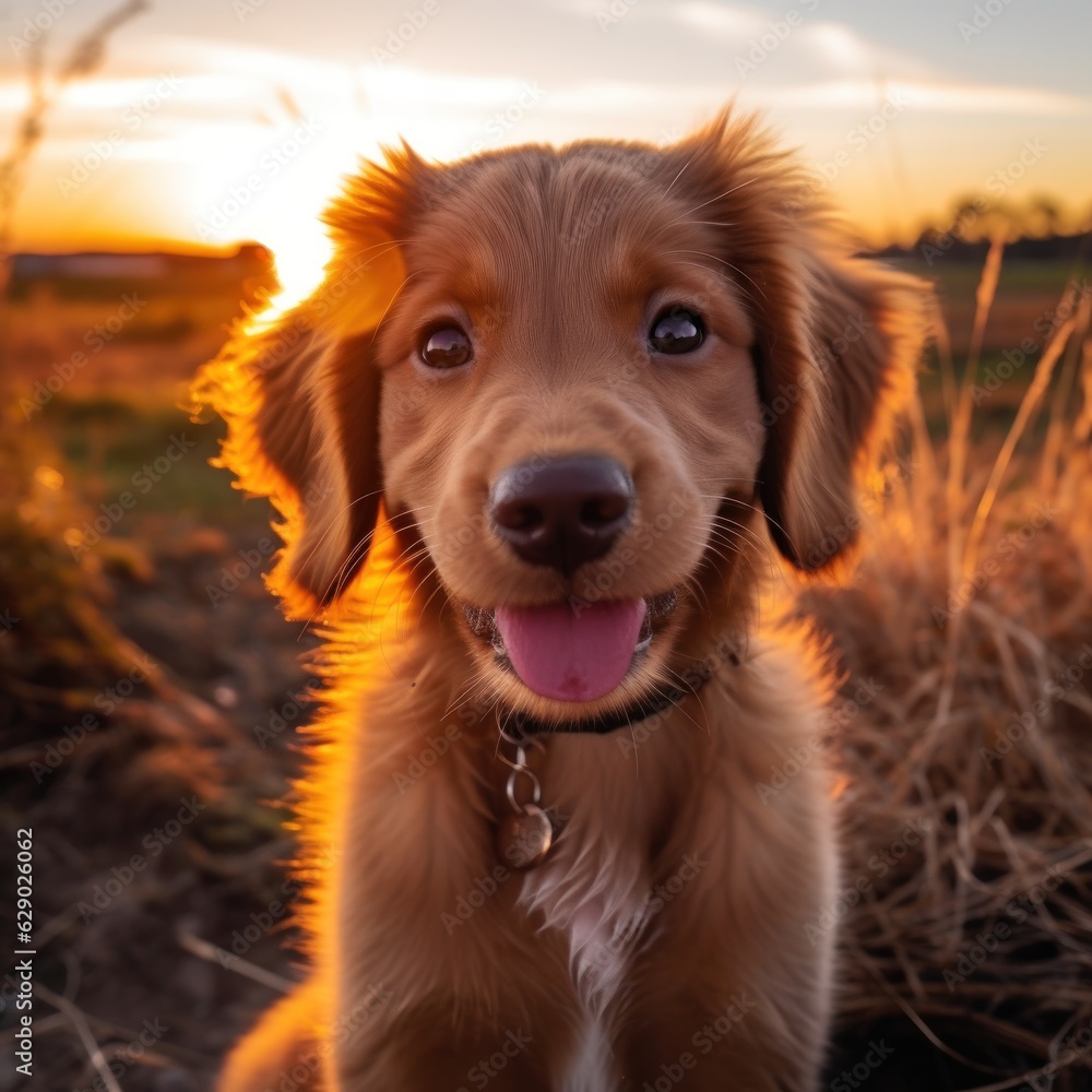 Cute golden puppy portrait