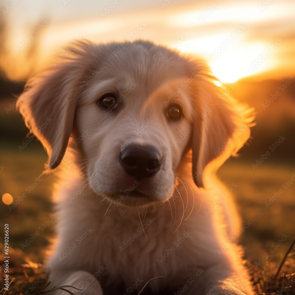 Cute golden puppy portrait