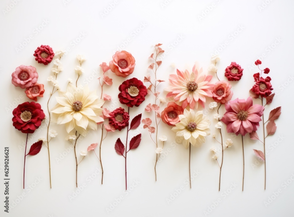 Red and white flowers background