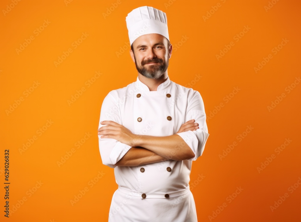 Chef on vivid orange background