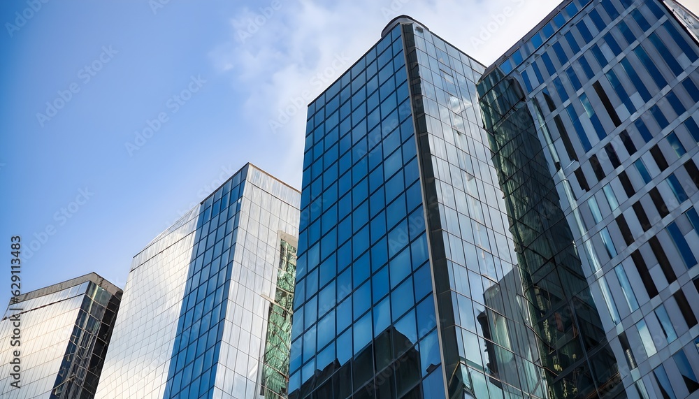 modern office building Reflective skyscrapers, business office buildings. Low angle photography of g