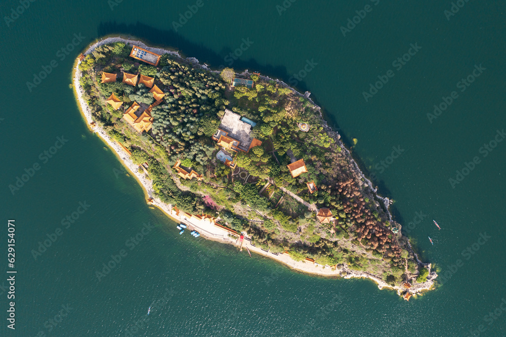 Island in the Fuxian Lake, in Yunnan, China.