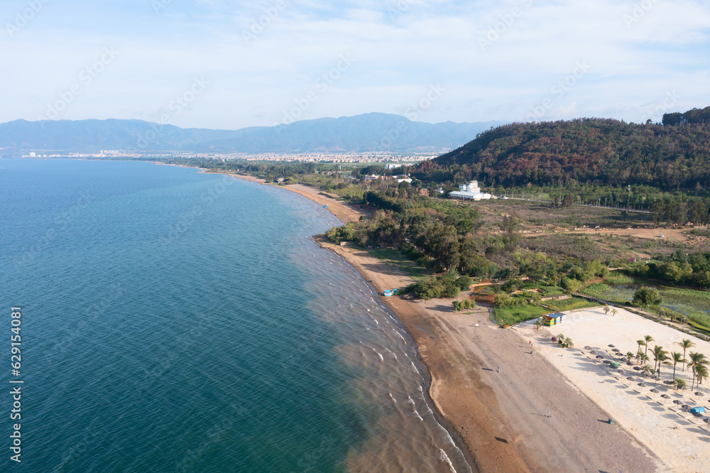 Beach in Fuxian Lake in Yunnan, China.