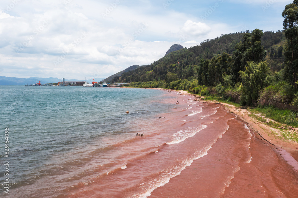 Red beach in Fuxian Lake in Yunnan, China.