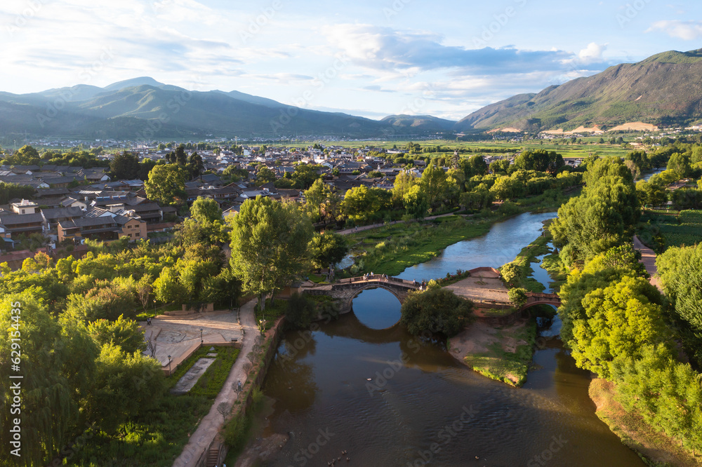 Village and fields in Shaxi, Yunnan, China.