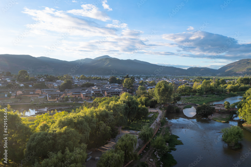 Village and fields in Shaxi, Yunnan, China.