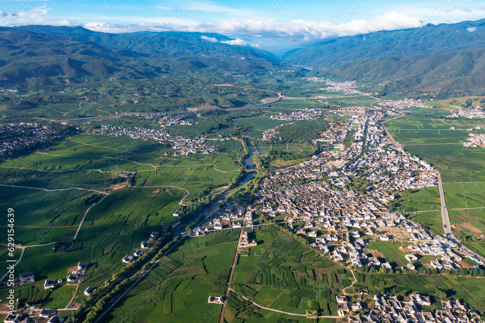 Village and fields in Shaxi, Yunnan, China.