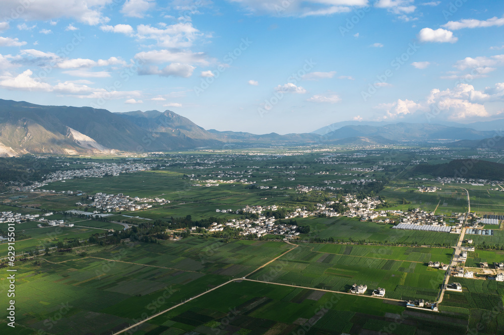 Villages and fields in Yunnan, China.