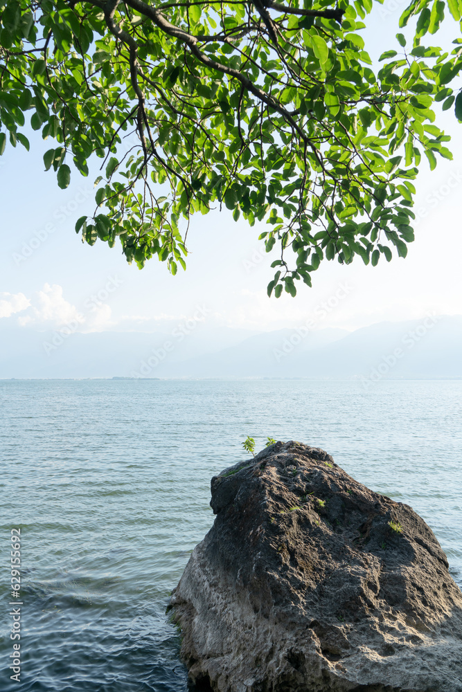 Blue sky and lake in Erhai, Yunnan, China.