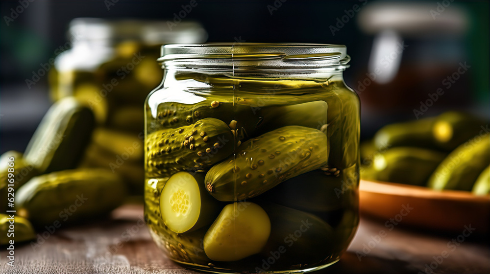 Glass Jar Full of Tangy Pickles - AI Generated