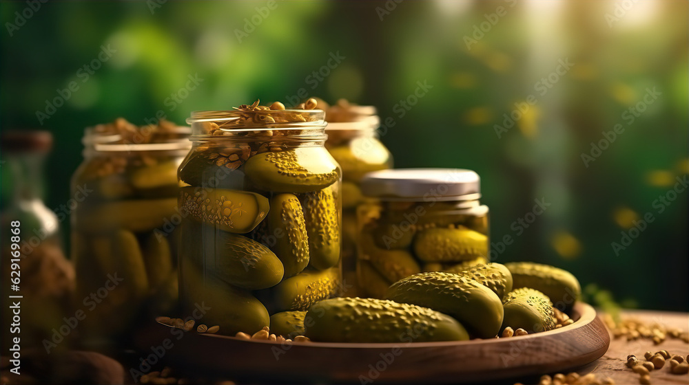 Glass Jar Full of Tangy Pickles - AI Generated