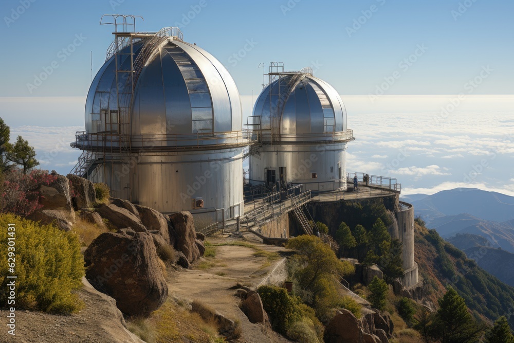 Huge astronomical observatory against the blue sky.