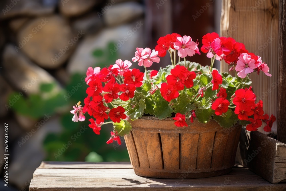 Beautiful pots with flowers.