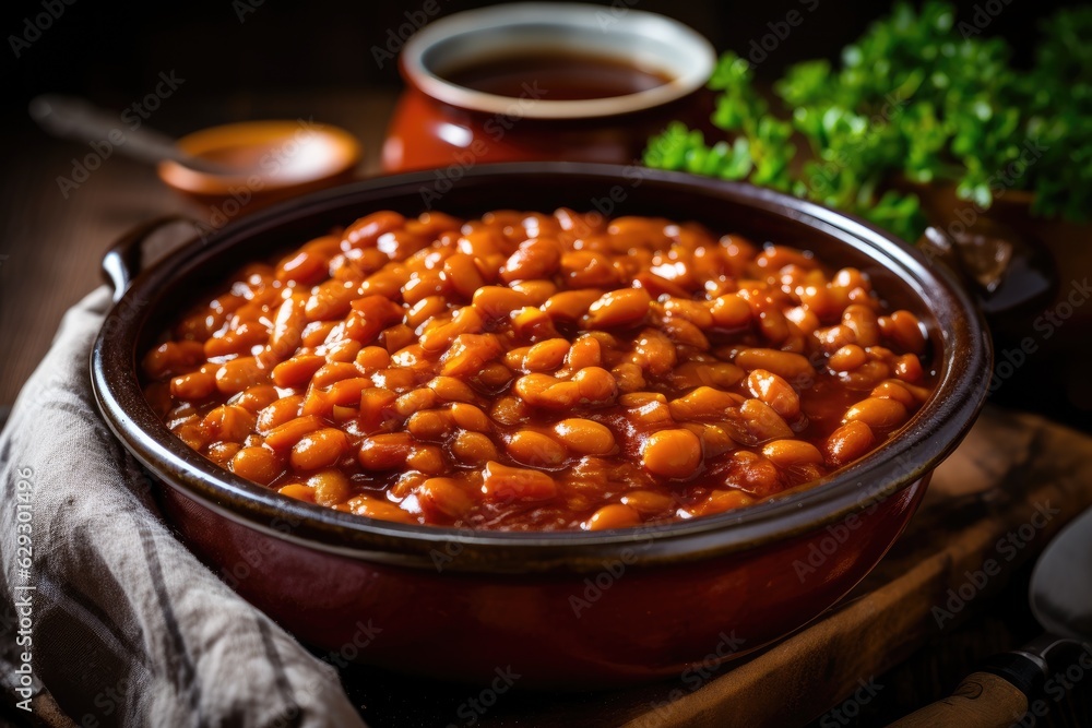 Boston baked beans delicious food. Generative AI